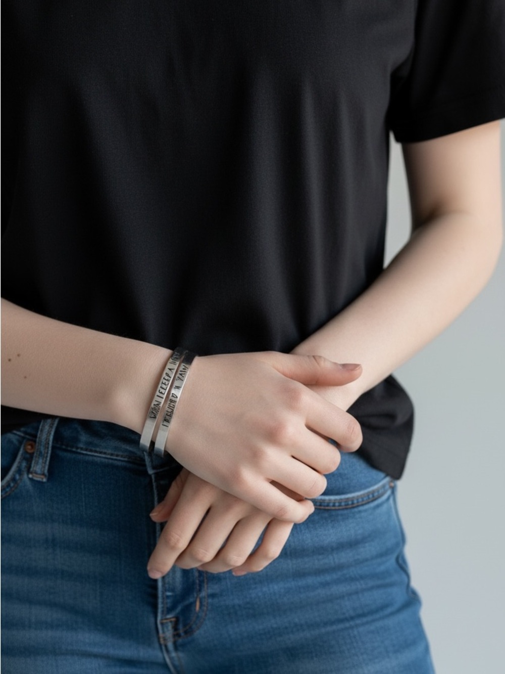 9/13 Stainless Steel Engraved Cuff Bracelet - Silver